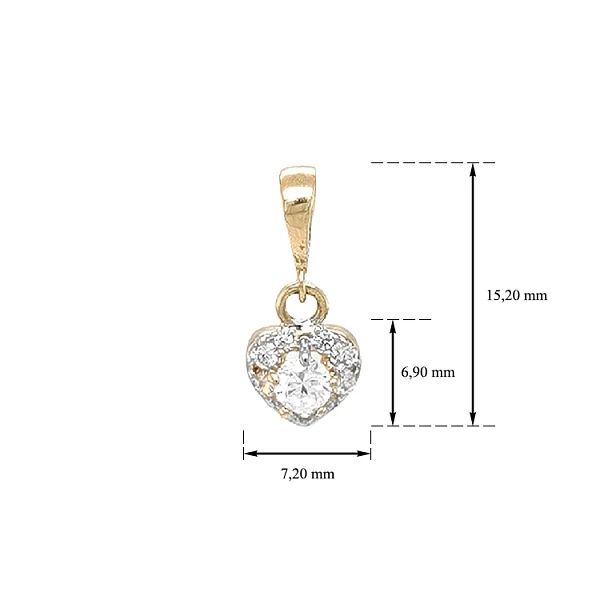 Mặt dây chuyền hình trái tim bằng vàng đính đá zircon