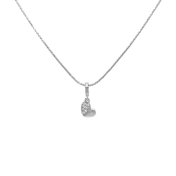 Mặt dây chuyền hình trái tim bằng vàng đính đá zircon