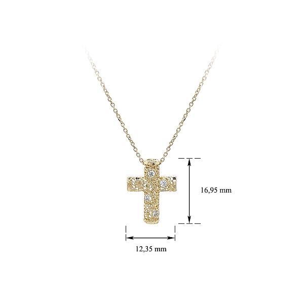 Vòng cổ thánh giá vàng đính đá zirconia