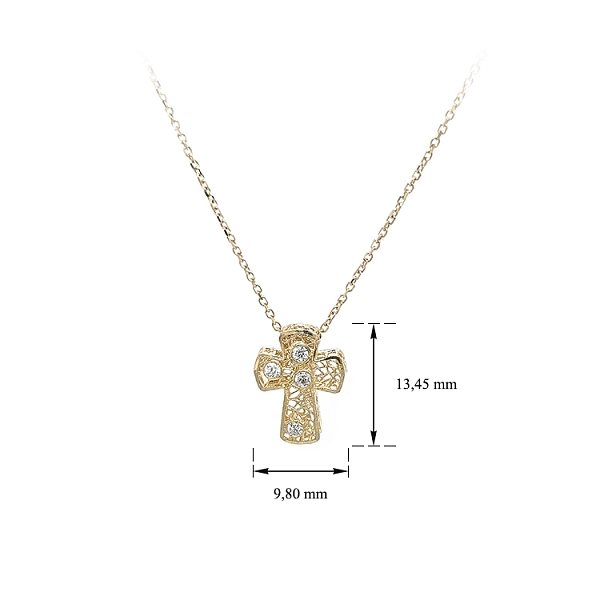 Vòng cổ thánh giá vàng đính đá zirconia