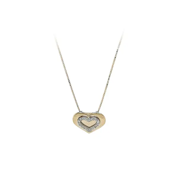 Vòng cổ hình trái tim vàng đính đá zirconia