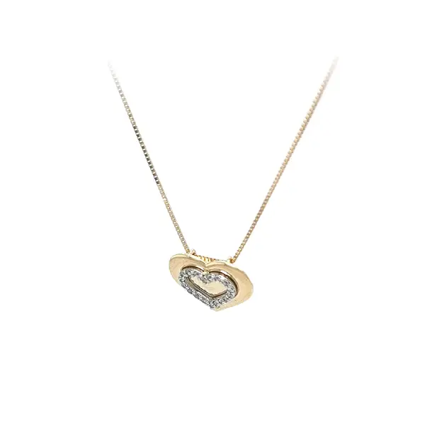 Vòng cổ hình trái tim vàng đính đá zirconia