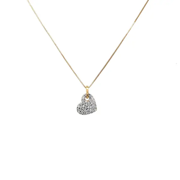 Mặt dây chuyền hình trái tim bằng vàng đính đá zircon