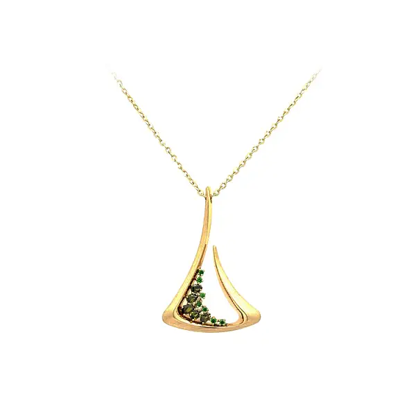 Mặt dây chuyền vàng đính đá xanh