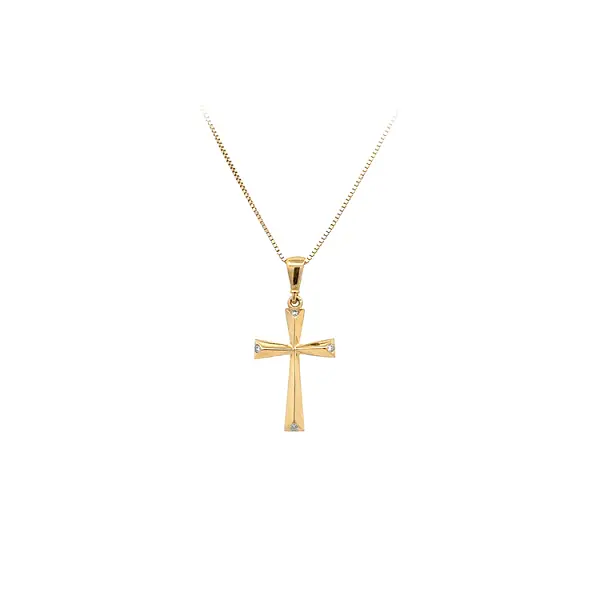 Mặt dây chuyền vàng hình thánh giá đính đá zircon