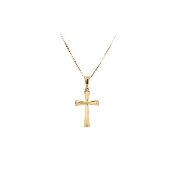 Mặt dây chuyền vàng hình thánh giá đính đá zircon
