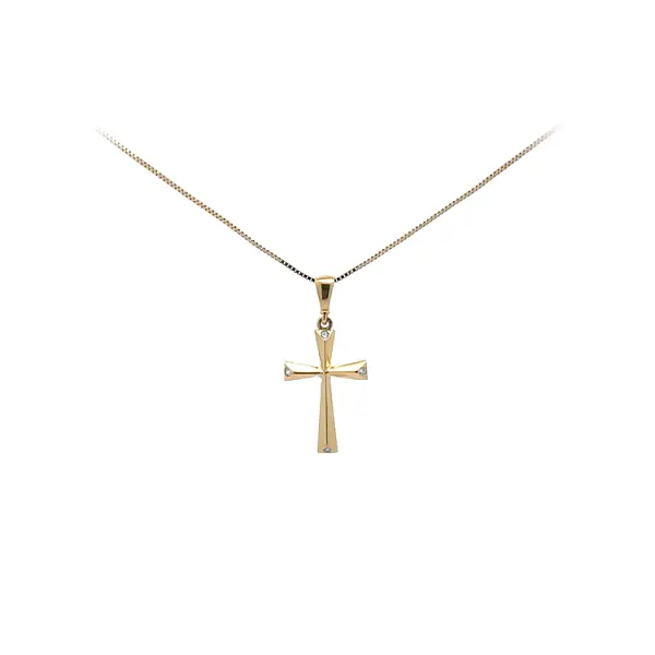 Mặt dây chuyền vàng hình thánh giá đính đá zircon