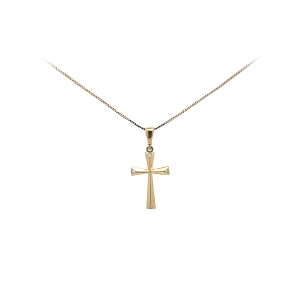 Mặt dây chuyền vàng hình thánh giá đính đá zircon