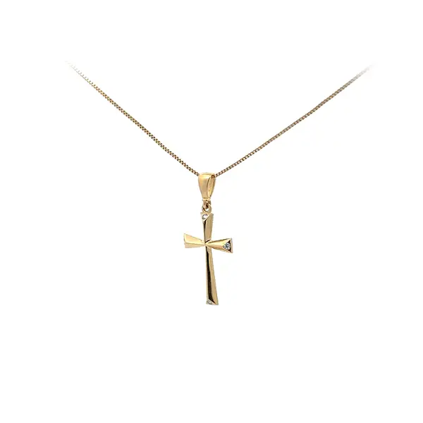 Mặt dây chuyền vàng hình thánh giá đính đá zircon
