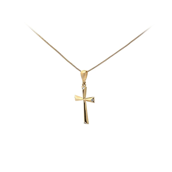 Mặt dây chuyền vàng hình thánh giá đính đá zircon
