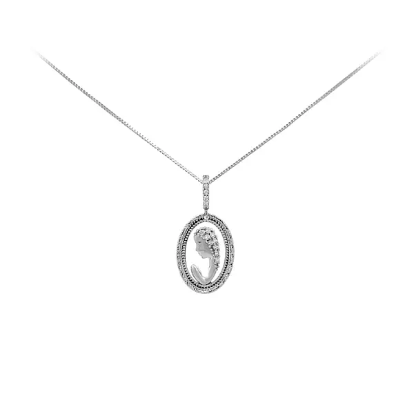 Mặt dây chuyền Đức Mẹ Đồng Trinh với đá zircon trắng vàng
