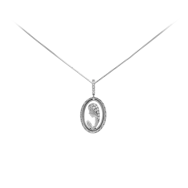 Mặt dây chuyền Đức Mẹ Đồng Trinh với đá zircon trắng vàng