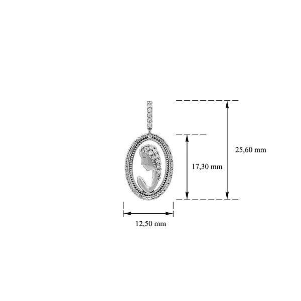 Mặt dây chuyền Đức Mẹ Đồng Trinh với đá zircon trắng vàng