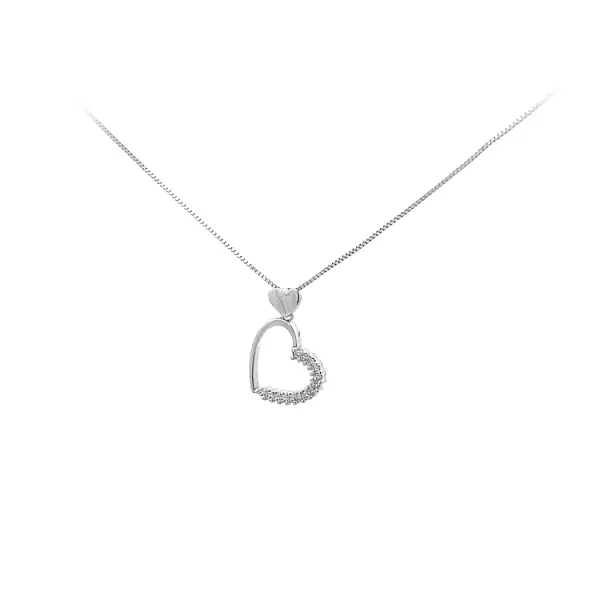 Mặt dây chuyền hình trái tim bằng vàng đính đá zircon