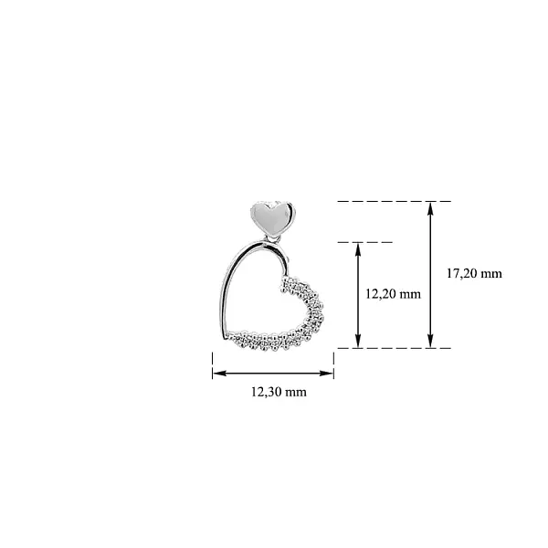 Mặt dây chuyền hình trái tim bằng vàng đính đá zircon