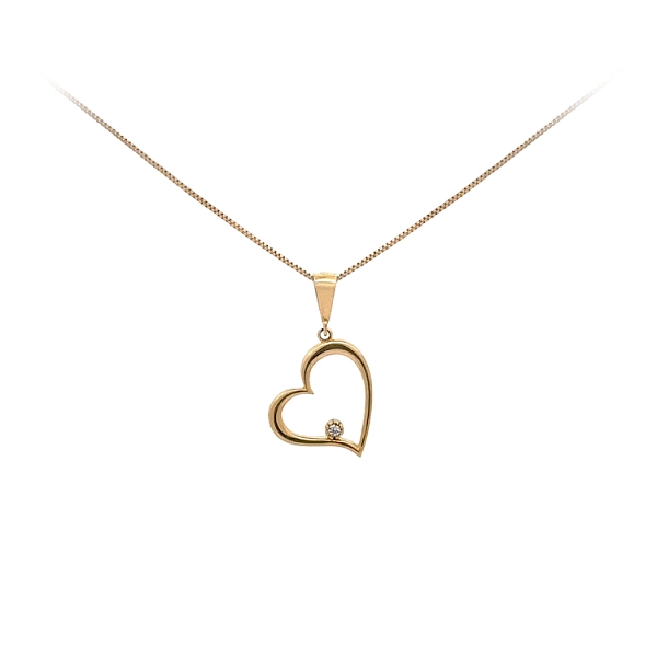 Mặt dây chuyền hình trái tim bằng vàng với đá zircon