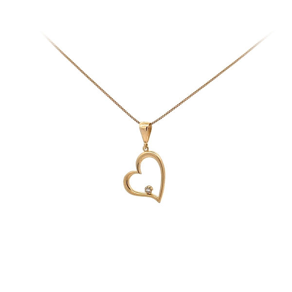 Mặt dây chuyền hình trái tim bằng vàng với đá zircon