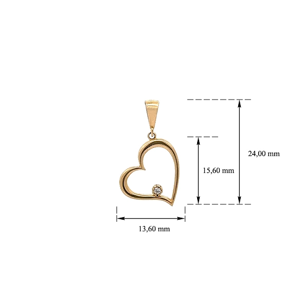 Mặt dây chuyền hình trái tim bằng vàng với đá zircon