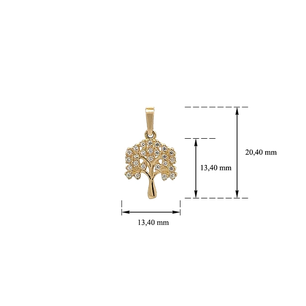 Mặt dây chuyền vàng hình Cây Sự Sống đính đá zircon