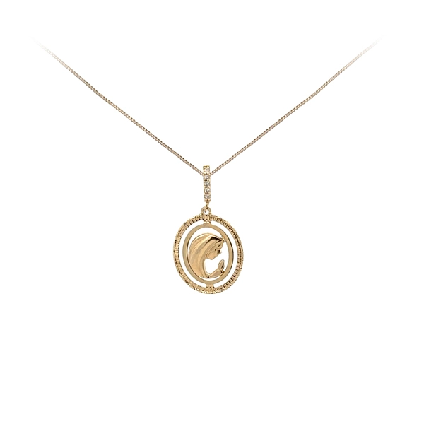 Mặt dây chuyền vàng hình Đức Mẹ Đồng Trinh với đá zircon