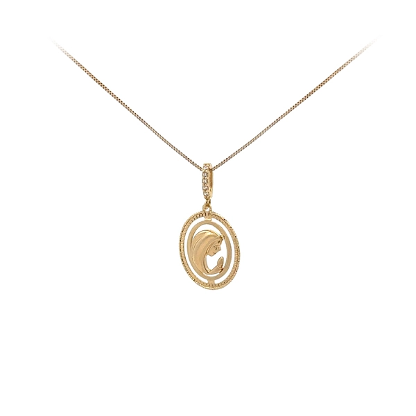 Mặt dây chuyền vàng hình Đức Mẹ Đồng Trinh với đá zircon