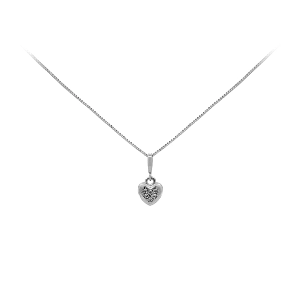 Mặt dây chuyền hình trái tim với đá zircon trắng vàng