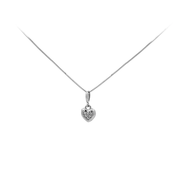 Mặt dây chuyền hình trái tim với đá zircon trắng vàng
