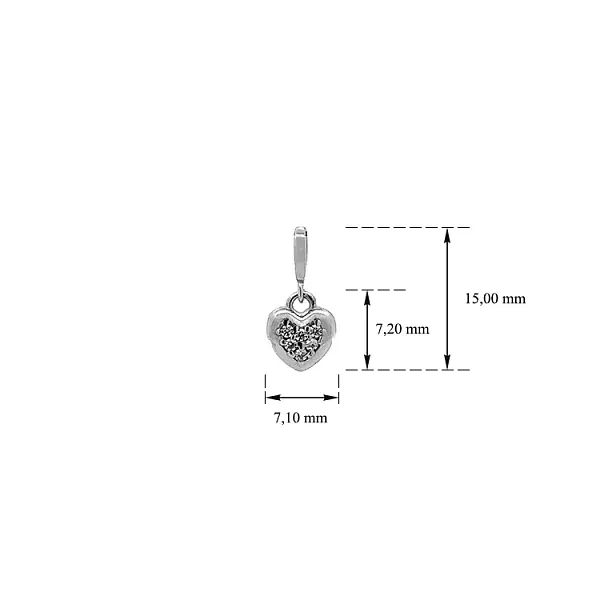 Mặt dây chuyền hình trái tim với đá zircon trắng vàng