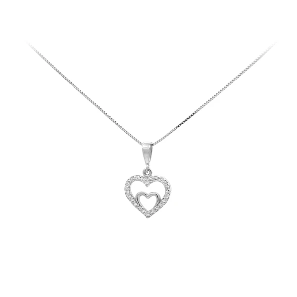 Mặt dây chuyền hình trái tim với đá zircon trắng vàng