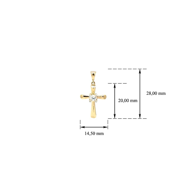 Mặt dây chuyền hình thánh giá bằng vàng đính đá zircon