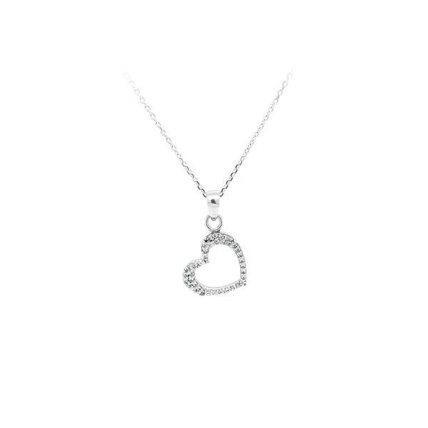 Mặt dây chuyền hình trái tim với đá zircon trắng vàng