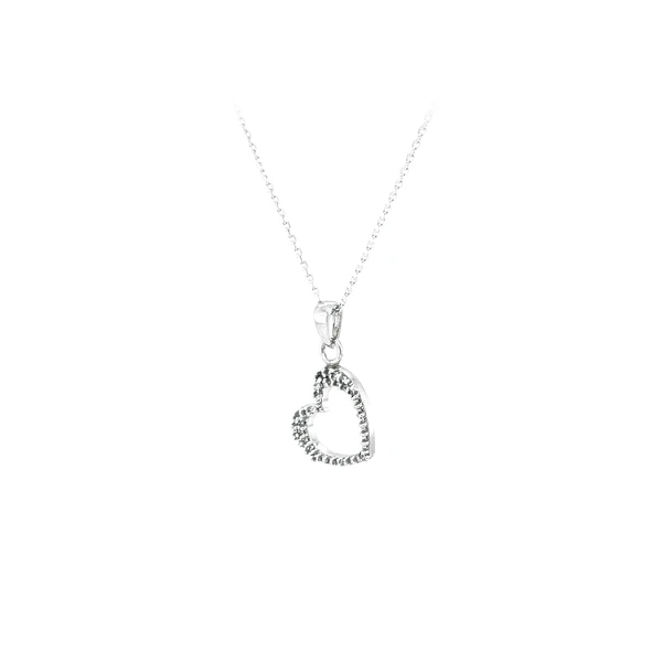 Mặt dây chuyền hình trái tim với đá zircon trắng vàng