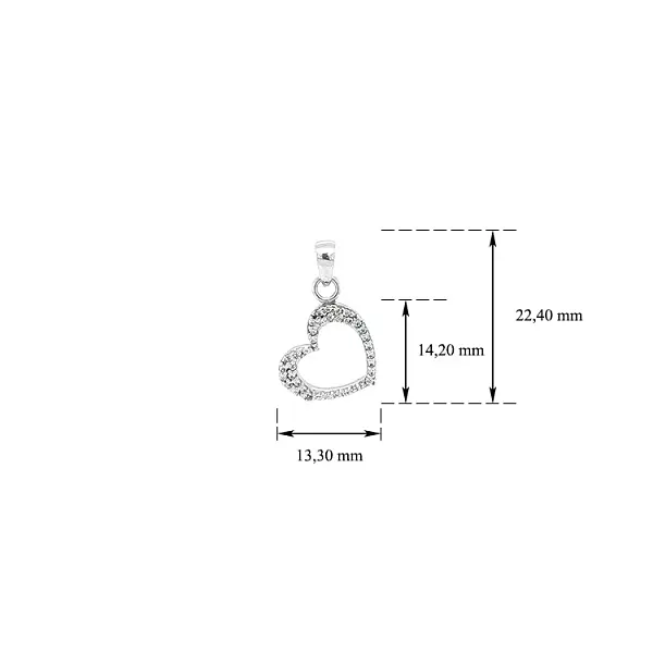 Mặt dây chuyền hình trái tim với đá zircon trắng vàng