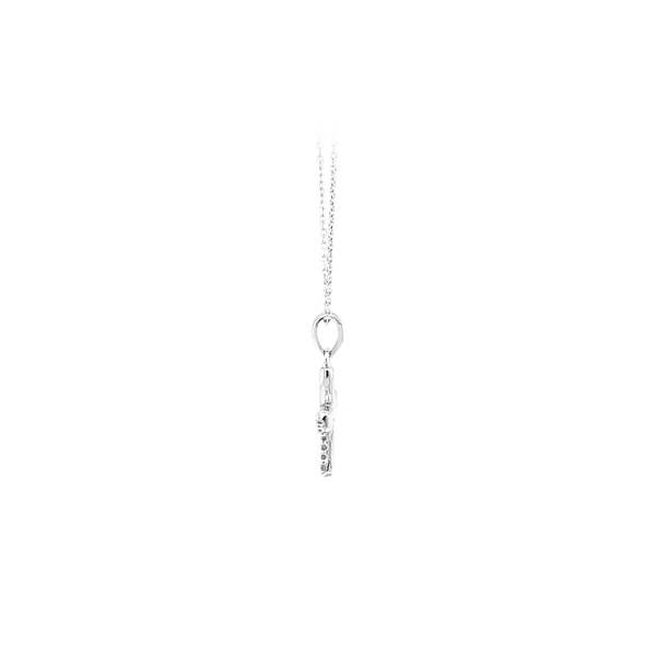 Mặt dây chuyền hình thánh giá với đá zircon trắng và vàng trắng
