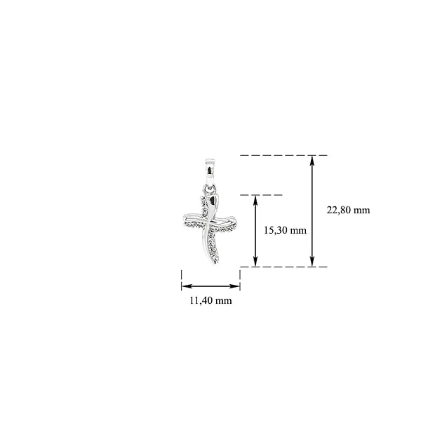 Mặt dây chuyền hình thánh giá với đá zircon trắng và vàng trắng