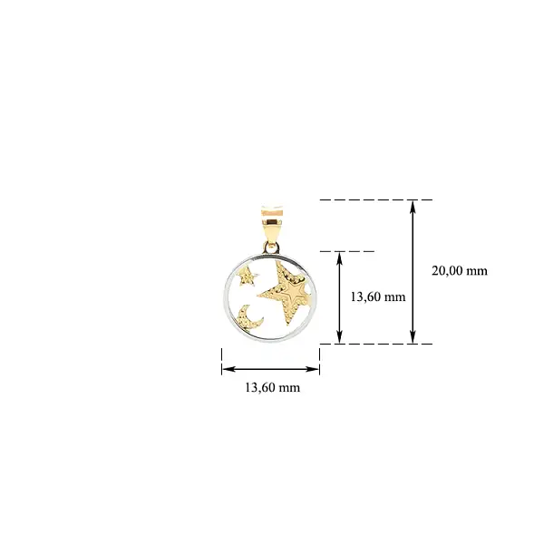 Mặt dây chuyền sao và trăng làm từ vàng kết hợp