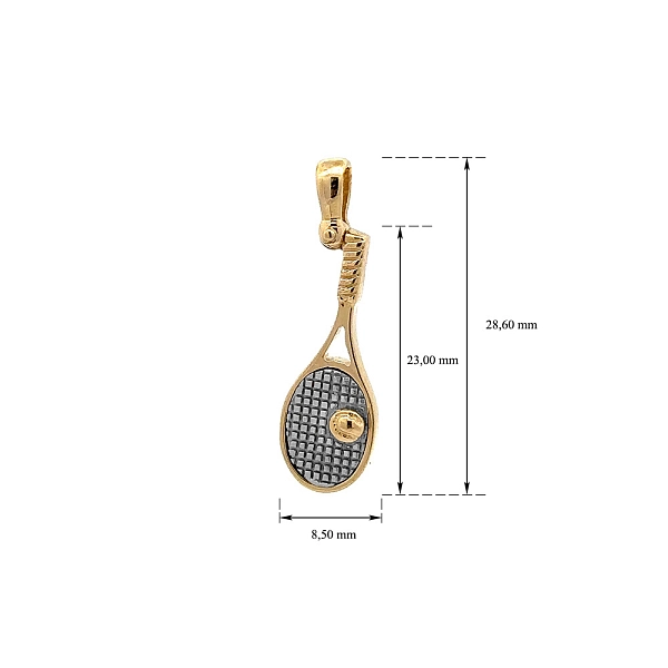 Mặt dây chuyền hình vợt tennis làm từ vàng kết hợp