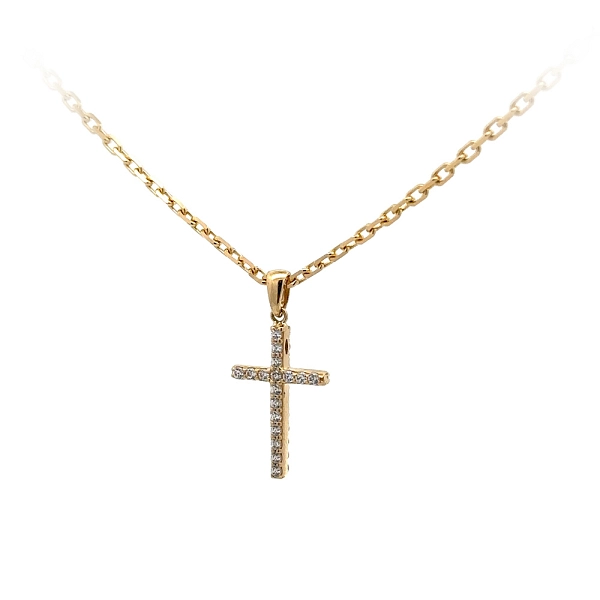 Mặt dây chuyền hình thánh giá bằng vàng đính đá zircon