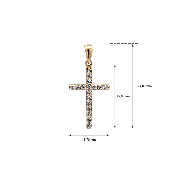 Mặt dây chuyền hình thánh giá bằng vàng đính đá zircon
