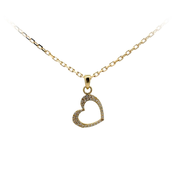 Mặt dây chuyền hình trái tim bằng vàng đính đá zircon