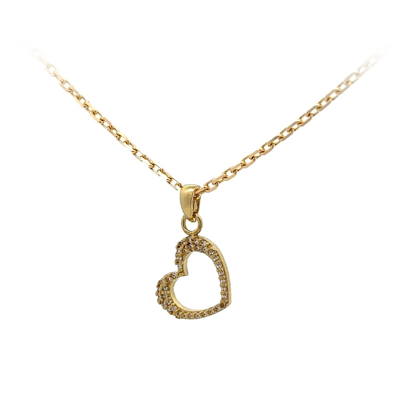 Mặt dây chuyền hình trái tim bằng vàng đính đá zircon