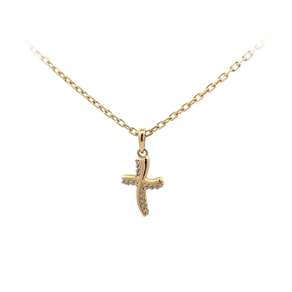 Mặt dây chuyền vàng hình thánh giá đính đá zircon