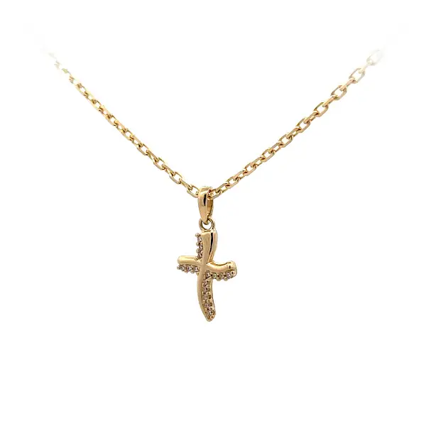 Mặt dây chuyền vàng hình thánh giá đính đá zircon