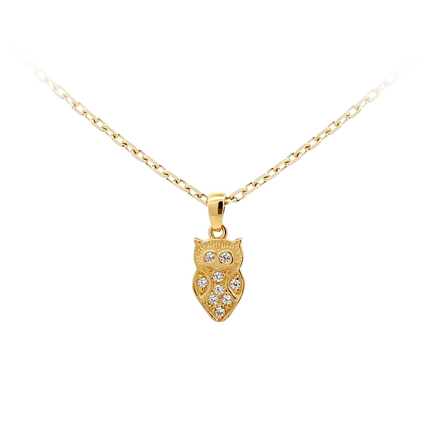 Mặt dây chuyền hình cú vàng đính đá zircon