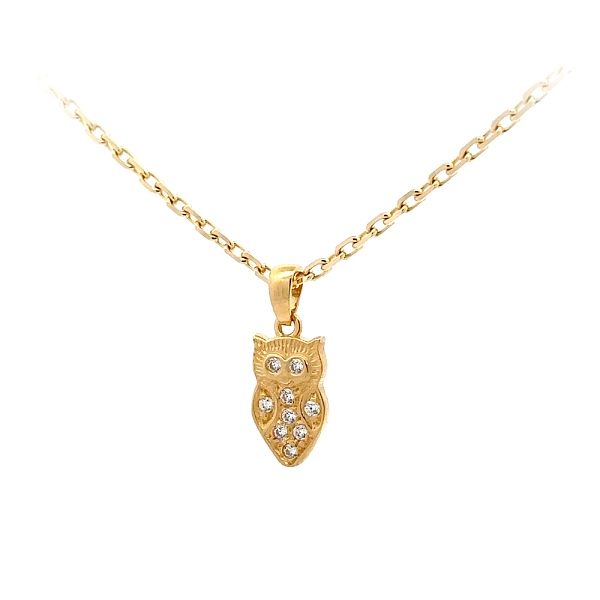 Mặt dây chuyền hình cú vàng đính đá zircon