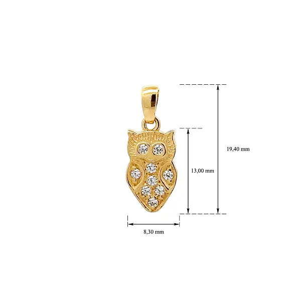 Mặt dây chuyền hình cú vàng đính đá zircon