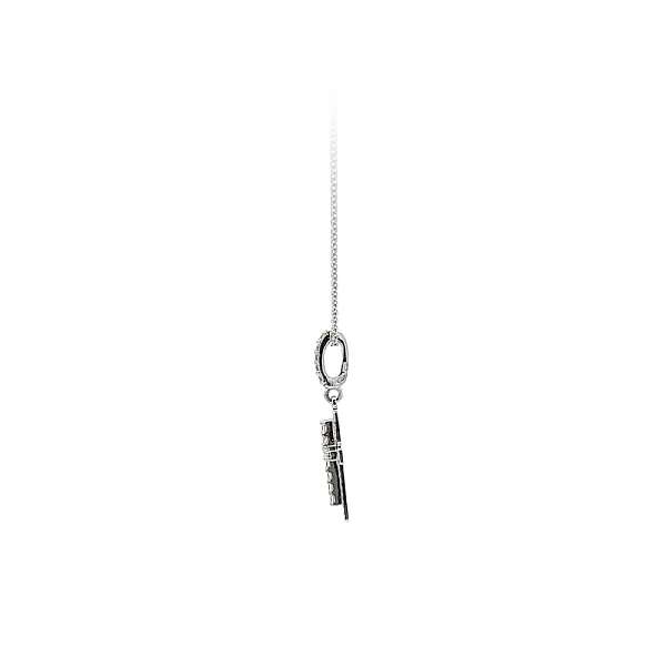 Mặt dây chuyền hình thánh giá với đá zircon trắng và vàng trắng
