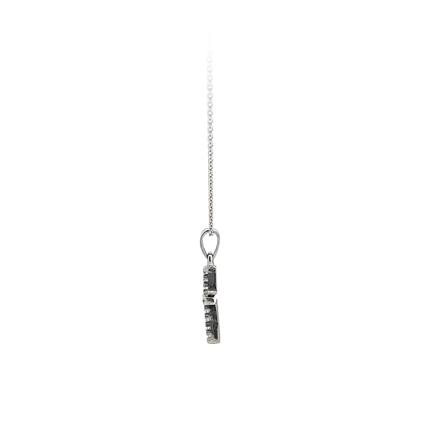 Mặt dây chuyền hình thánh giá với đá zircon trắng và vàng trắng