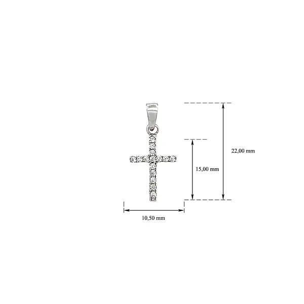Mặt dây chuyền hình thánh giá với đá zircon trắng và vàng trắng