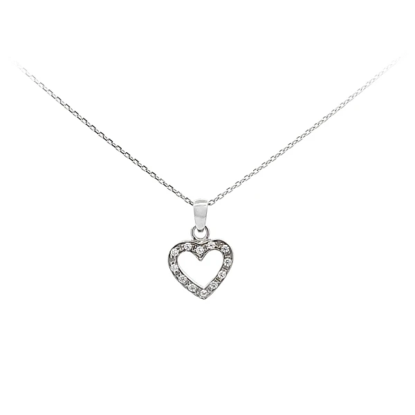 Mặt dây chuyền hình trái tim với đá zircon trắng vàng